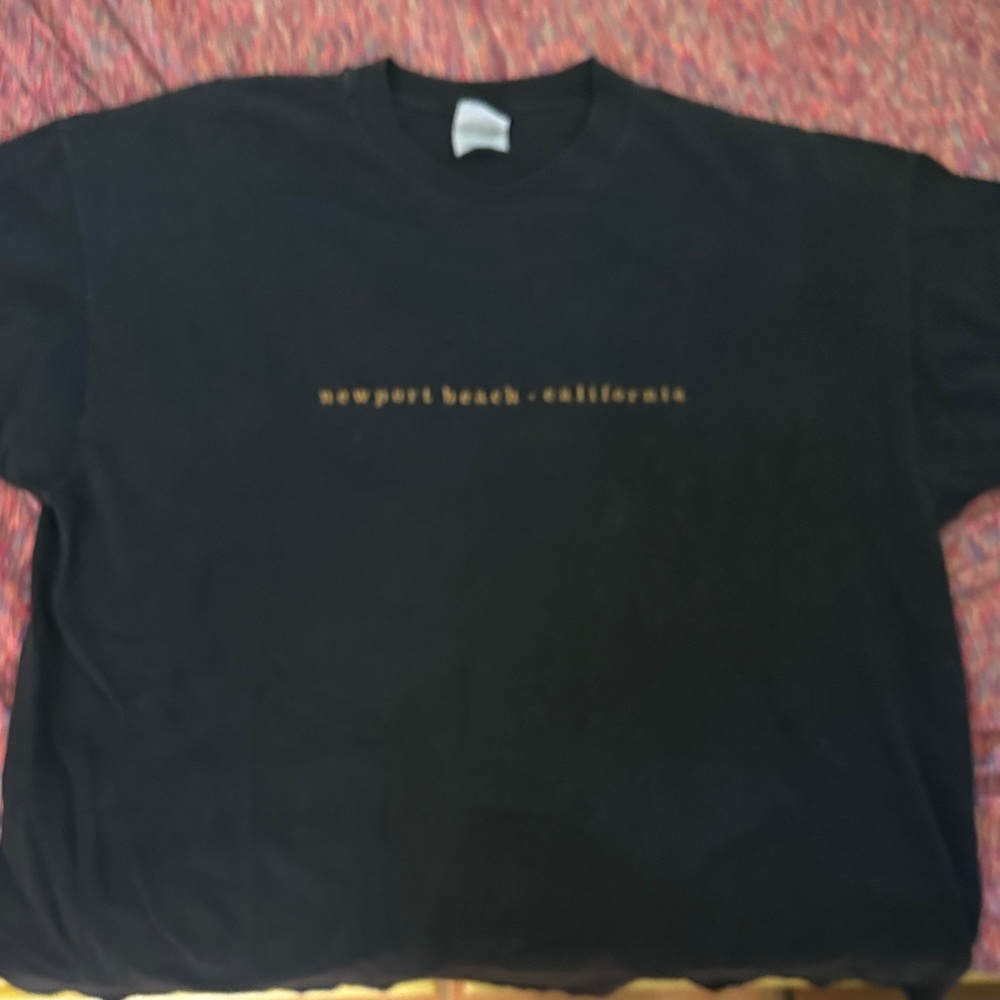 Hanes Black Tee with Gold Text